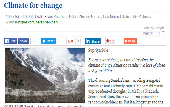 Climate for Change (The Hindu) - Supriya Sule
